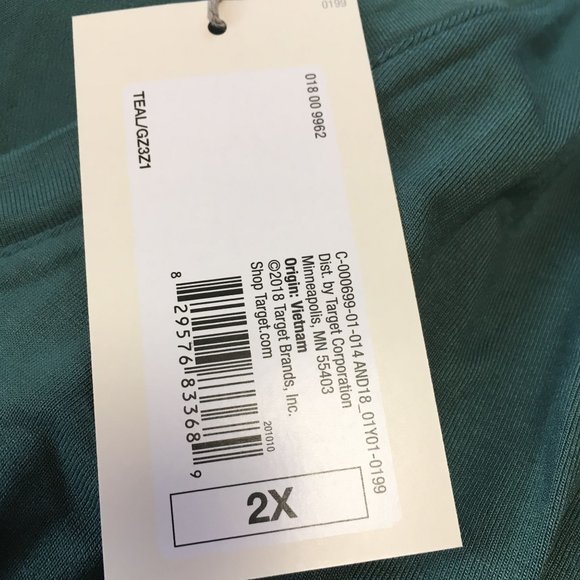 NWT A New Day V Neck Short Sleeve Top - Teal - Size 2X - Picture 5 of 5